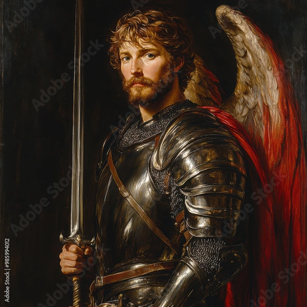 Fototapeta  archangel Gabriel in all his pride and glory. AI generative.