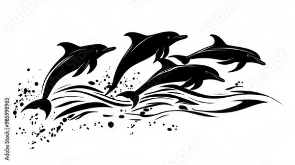 Obraz Dolphin Silhouette in Waves