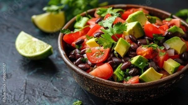 Fototapeta Black Bean and Avocado Salad
