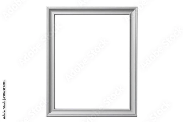 Fototapeta Grey picture frame with an empty blank canvas for use as a border or home décor, png file cut out and isolated on a transparent background, stock illustration image