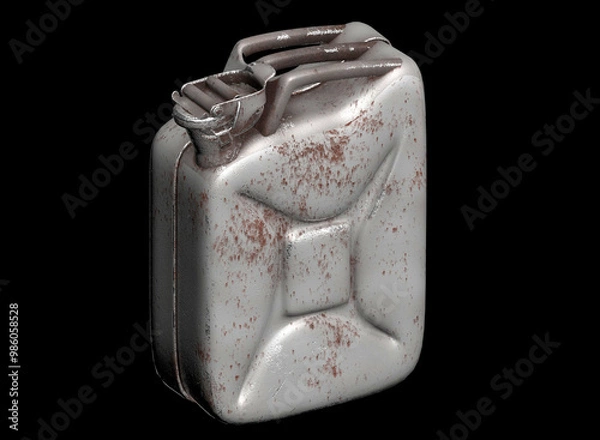 Fototapeta White metallic gas canister isolated 3d render illustration in ortogonal view