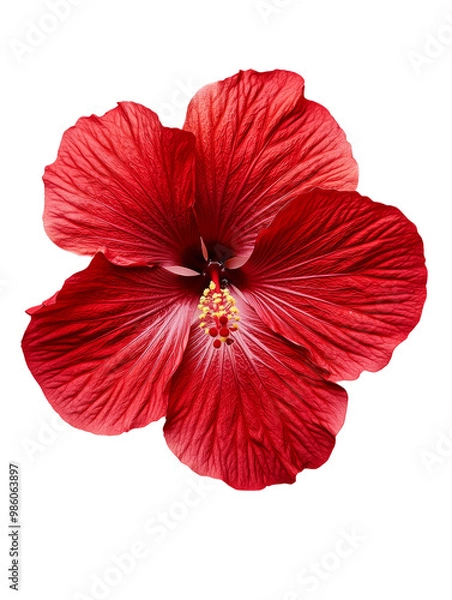 Obraz Vibrant red hibiscus flower with intricate petals and details
