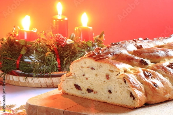 Obraz Traditional Czech Christmas cake with candles in the background