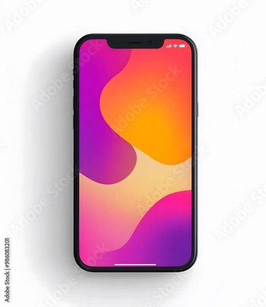 Fototapeta Black Smartphone With Colorful Abstract Background