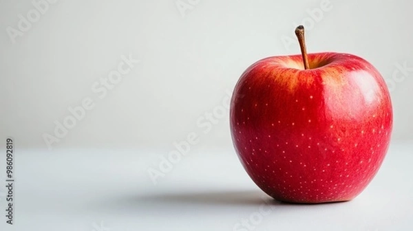 Fototapeta Fresh Apple on Solid White Background with Ample Copy Space, AI generated illustration