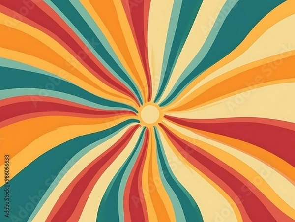 Fototapeta colorful retro inspired sunburst graphic print in vibrant colors