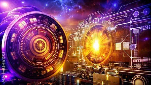 Fototapeta purple technology background