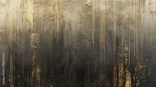 Fototapeta Smooth gradient wallpaper from gray to charcoal accented with gold stripes in background