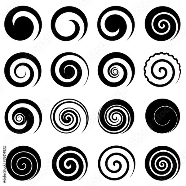 Obraz Zestaw prostych spirali, izolowane elementy graficzne wektorowe