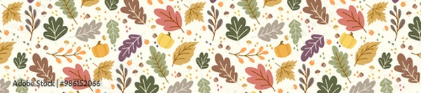 Fototapeta seamless pattern fall leaves background