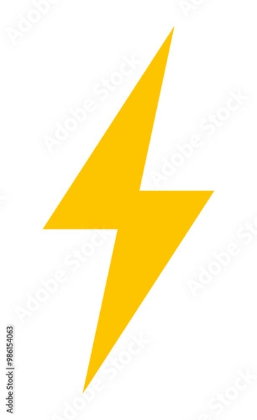 Fototapeta 雷　アイコン　単体　黄色　ベクター　イラスト