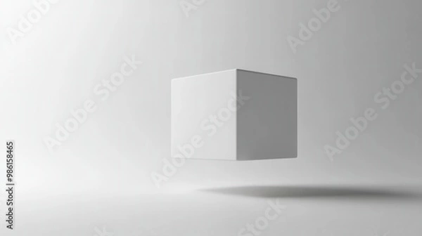 Fototapeta White cube white background. Generative AI