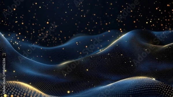 Fototapeta Abstract background with star Dark blue and gold particle transparent background