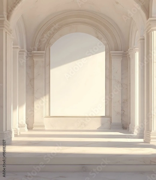Fototapeta White Marble Archway with Empty Space