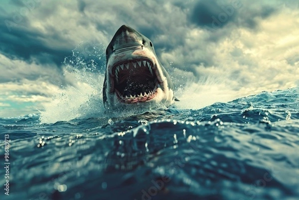 Fototapeta Great White Shark Attack
