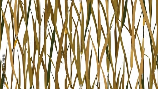 Fototapeta Beige cattail stems linear pattern seamless plain white background design