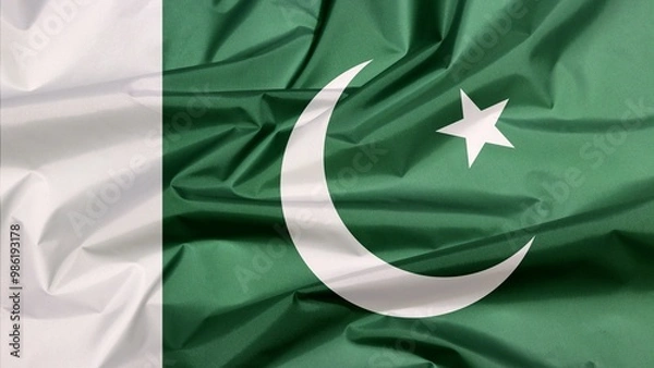 Obraz Pakistan flag waving in flagpole. 3 d illustration 