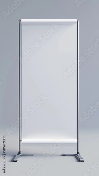 Obraz Empty Roll-Up Banner Mockup: Versatile Display for Advertising, Trade Shows, and Events - Isolated on White Background for Easy Customization and Professional Presentation.