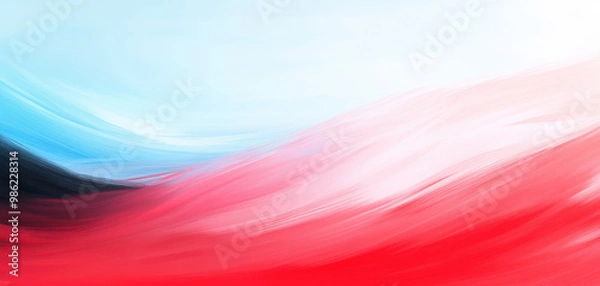 Fototapeta A red and blue wave with a white background