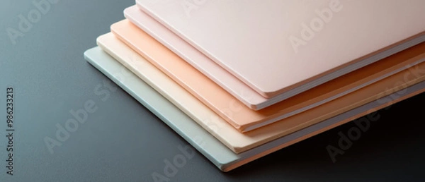 Fototapeta A stack of books with different colored covers