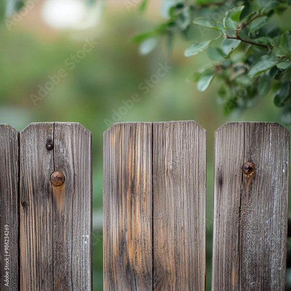 Obraz Close-up of a weathered wooden fence with noticeable texture and grain