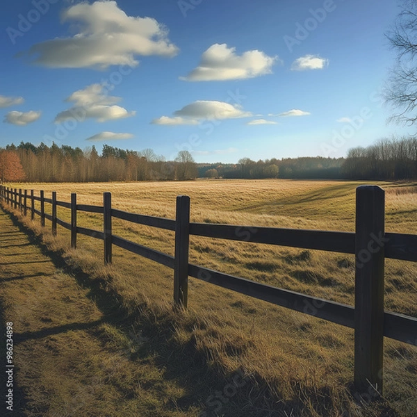 Obraz Detail shot of a rustic wooden fence with peeling paint