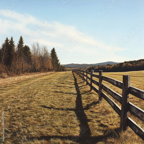 Fototapeta Detail shot of a rustic wooden fence with peeling paint