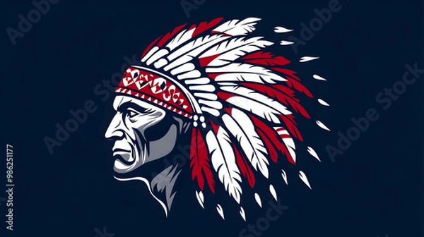 Obraz American indian chief vector logo or icon