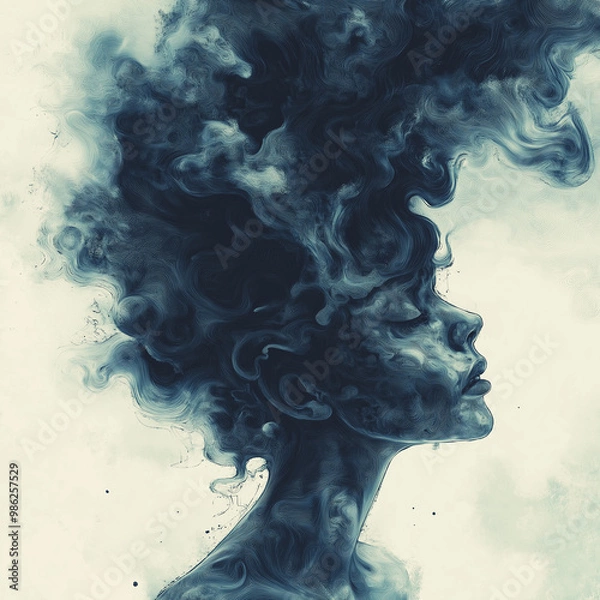 Obraz Illustrations representing depressed mind