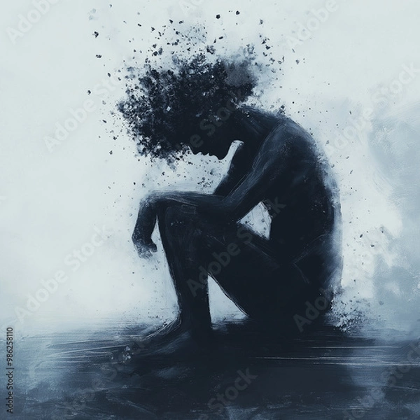 Obraz Illustrations representing depressed mind