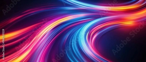 Fototapeta abstract glow blue and purple curved light lines background