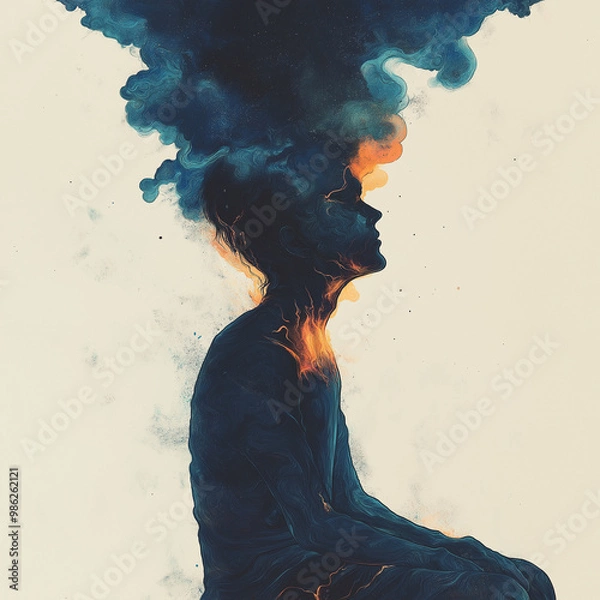 Obraz Illustrations representing depressed mind