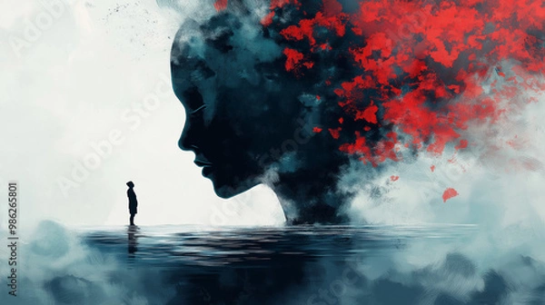 Obraz Illustrations representing depressed mind suffering 