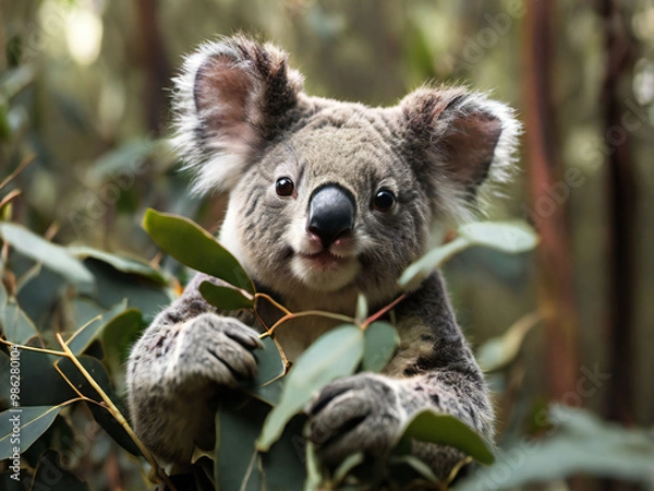 Obraz Koala eating eucalyptus leaves