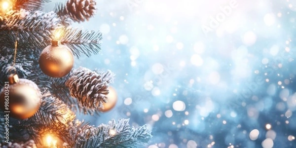 Fototapeta Merry Christmas and Happy New Year Holiday background. Xmas banner and web poster. Festive Greeting card