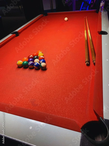 Obraz Billard Table with Cues