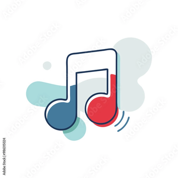 Fototapeta A music note with two red circles on it.