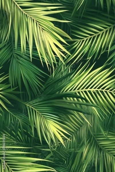 Fototapeta Coconut tree leaf abstract background seamless