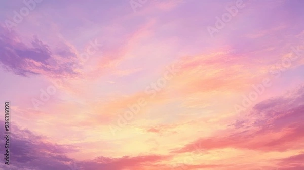 Obraz Soft pastel sunset sky with a warm orange glow fading into light purple