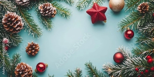 Fototapeta Merry Christmas and Happy New Year Holiday background. Xmas banner and web poster. Festive Greeting card
