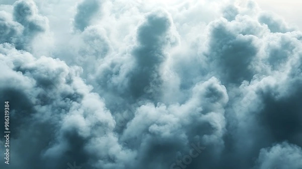 Fototapeta A dense formation of clouds creating a dramatic sky atmosphere.