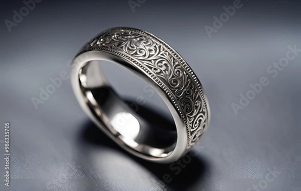 Fototapeta silver ring with diamonds