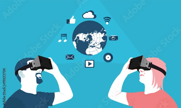 Obraz long distance communication, virtual reality