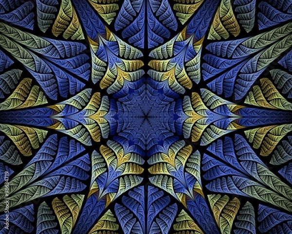 Fototapeta Abstract wallpaper. Abstract fractal. Fractal art background for creative design. Decoration for wallpaper desktop, poster, cover booklet. Abstract texture. Psychedelic. Print for clothes, t-shirt.