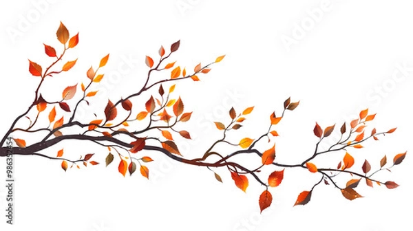 Obraz Autumn branches illustration for Thanksgiving festival, PNG file, isolated on white, transparent background