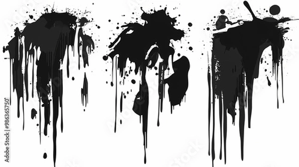 Obraz A stencil graffiti spray isolated on a white background. a black graffiti clound with splashes, smudges and drops. modern set. Graffiti Stencil. Illustration