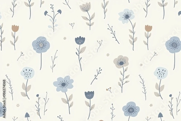 Obraz Minimalist floral pattern for spring decor and design.