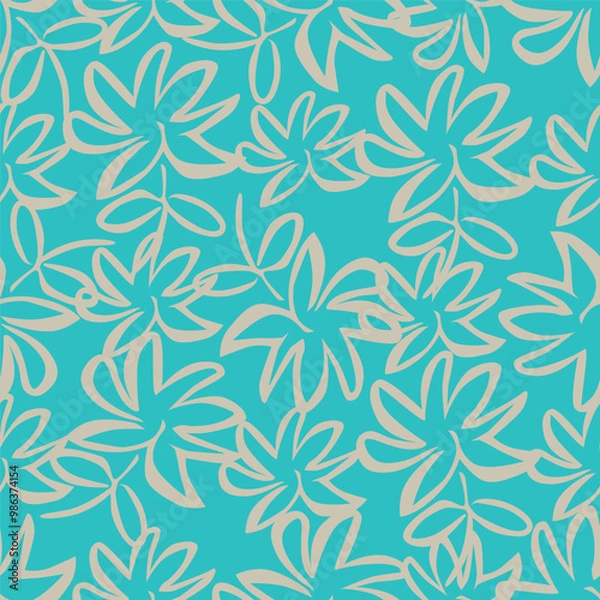 Fototapeta pattern, seamless, flower, wallpaper, floral, vector, design, art, decoration, ornament, texture, leaf, illustration, decor, textile, vintage, nature, damask, retro, fabric, element, plant, backdrop, 