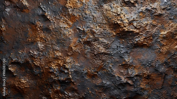 Fototapeta texture floor wall iron plate rusty damaged scratches silver brown red wallpaper for background web design copy space