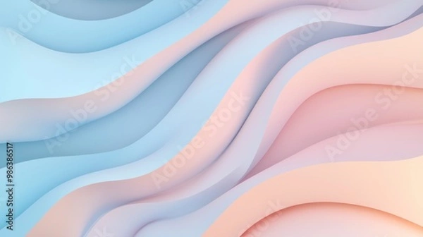 Fototapeta Abstract background with smooth pastel colored waves flowing creating a sense of elegance and serenity, perfect for a modern and minimalist design